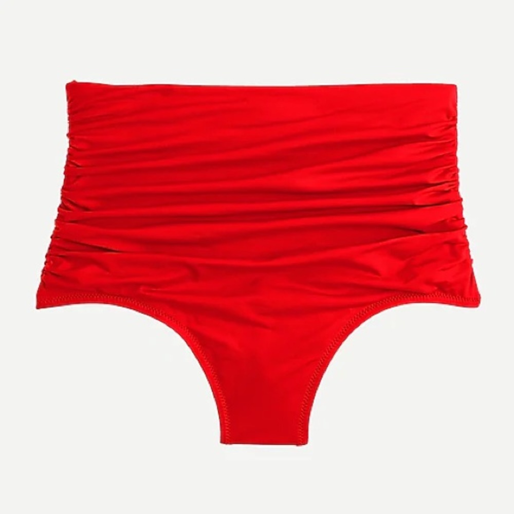 High-waisted ruched bikini bottom
